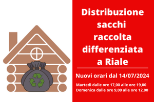 Orario estivo del punto di distribuzione sacchi della raccolta differenziata | martedì pomeriggio e domenica mattina a Riale